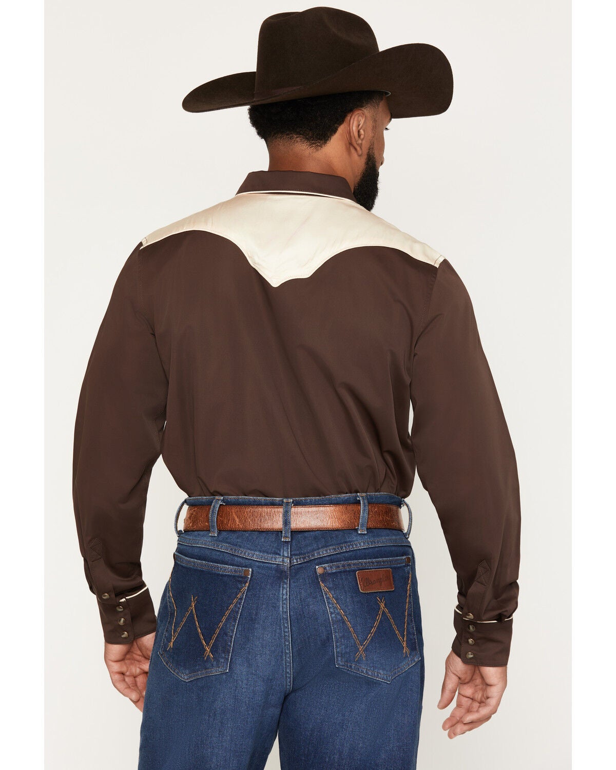 Image #4 - Cody James Black 1978&reg; Men's Winnett Solid Piped Long Sleeve Snap Western Shirt, Brown, hi-res