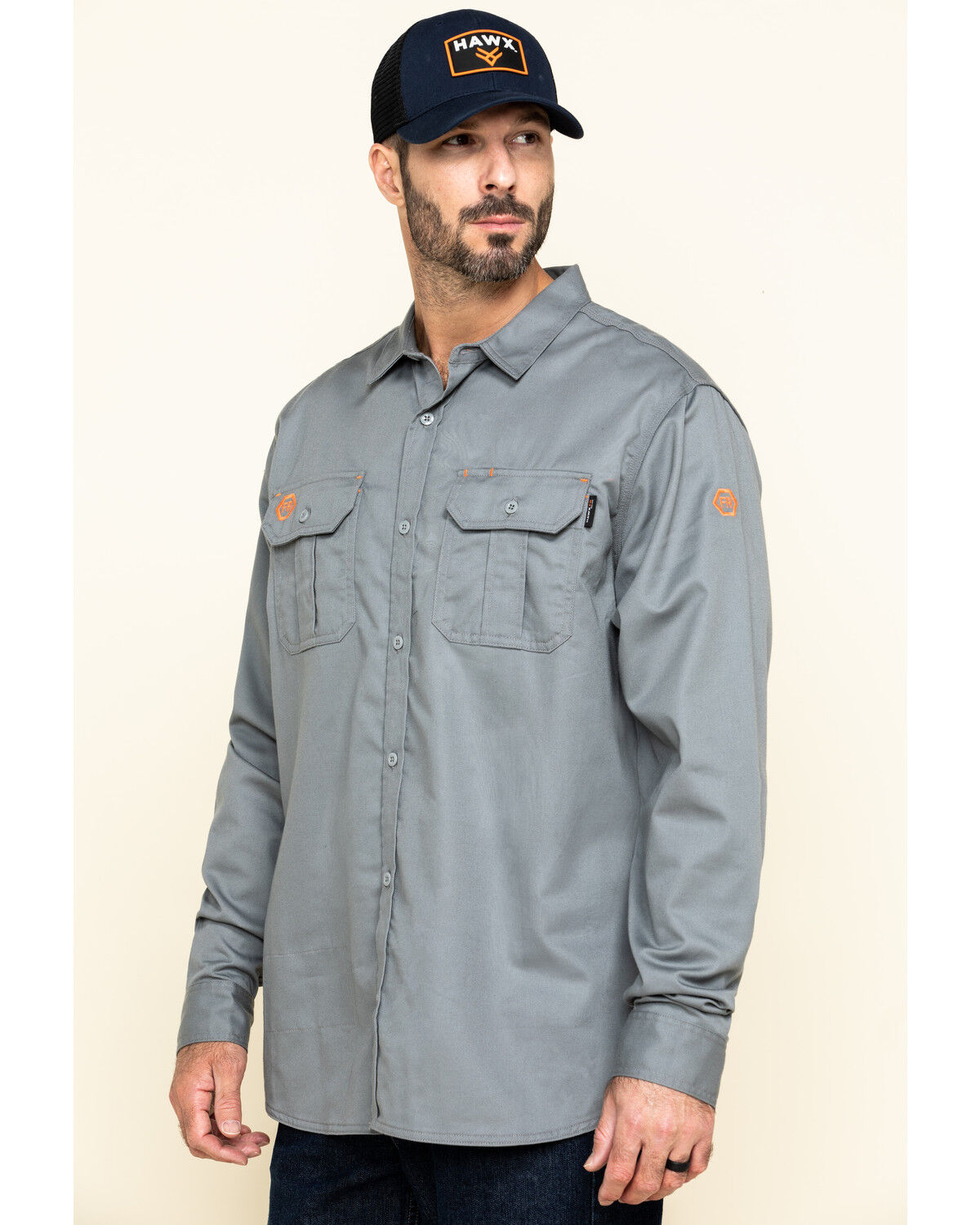 Image #3 - Hawx Men's FR Long Sleeve Woven Work Shirt, Silver, hi-res