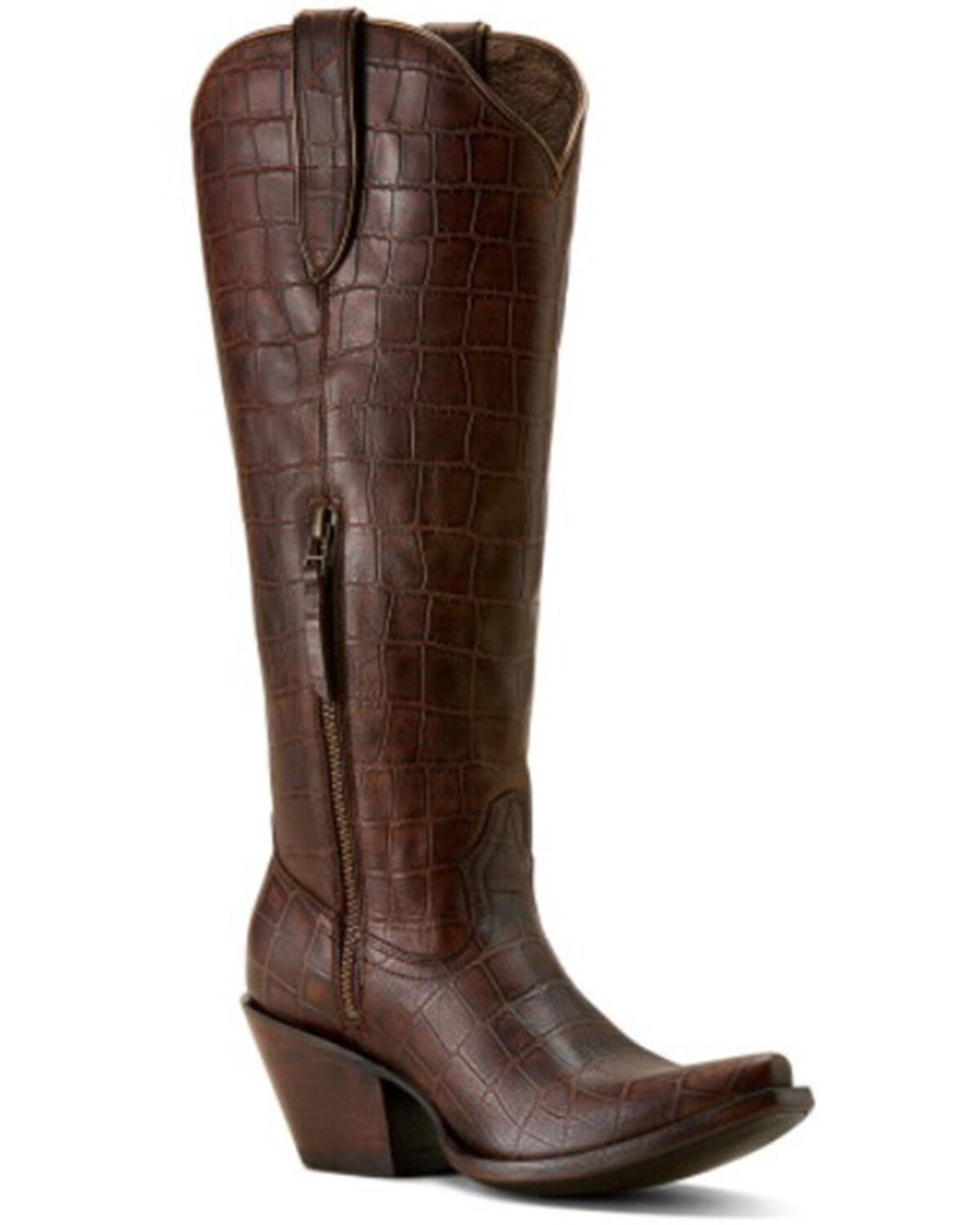 Image #1 - Ariat Women's Casanova Crocodile Print Western Boots - Snip Toe, Brown, hi-res