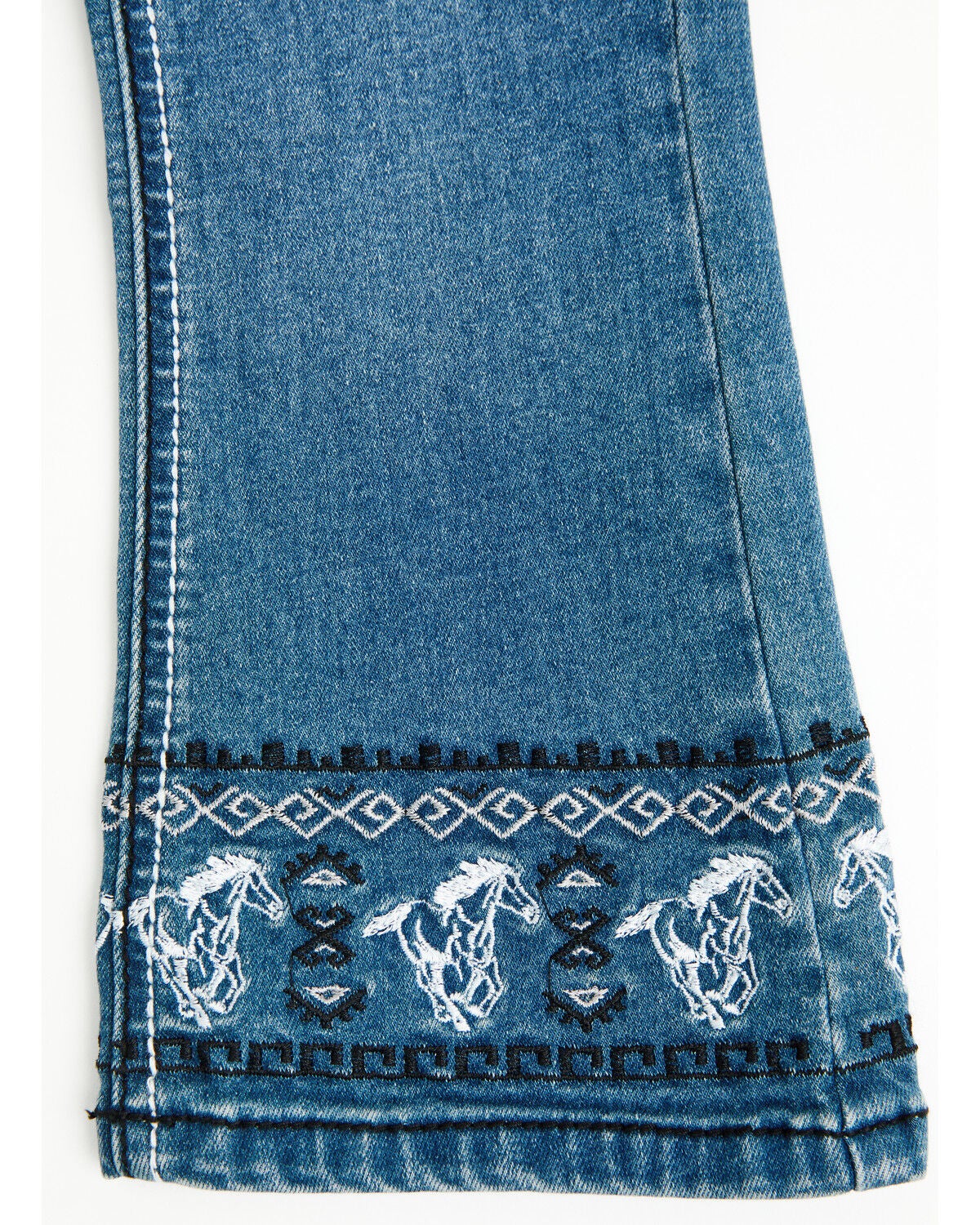 Image #3 - Cowgirl Hardware Toddler Girls' Medium Wash Running Horse Embroidered Bootcut Stretch Denim Jeans, Medium Wash, hi-res