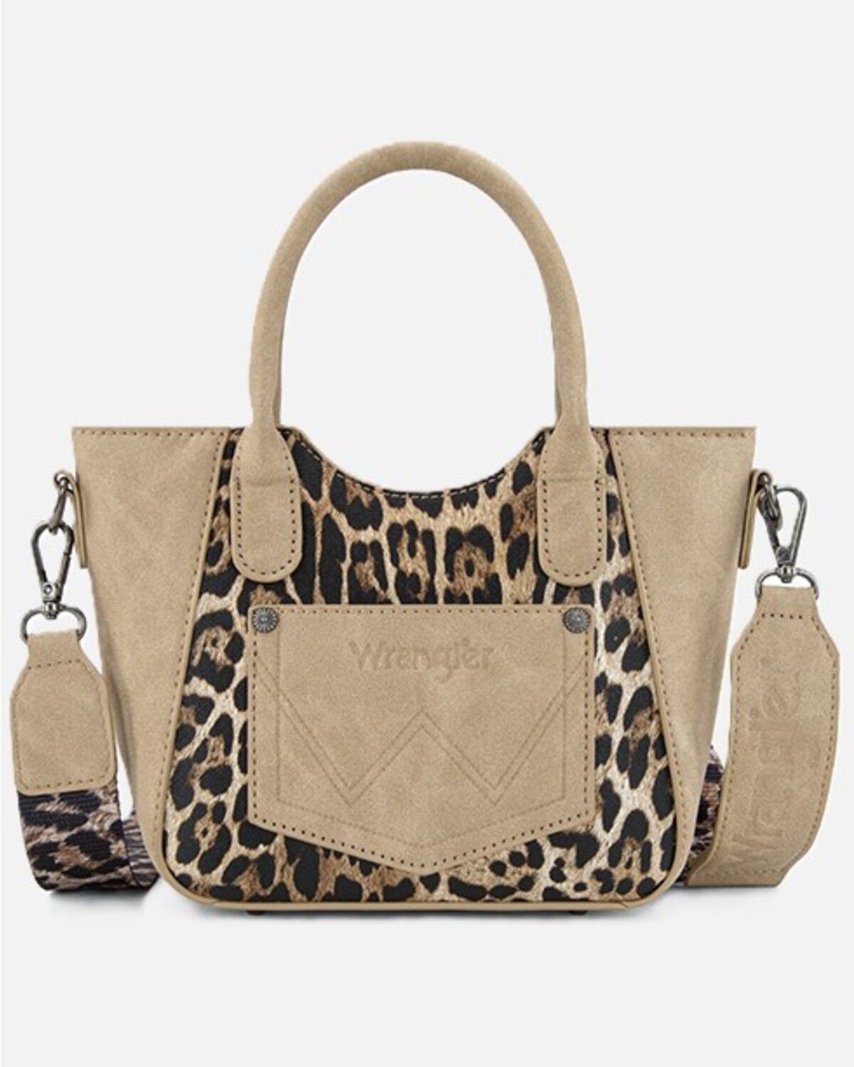 Image #2 - Wrangler Women's Leopard Print Small Tote Crossbody Bag, Tan, hi-res