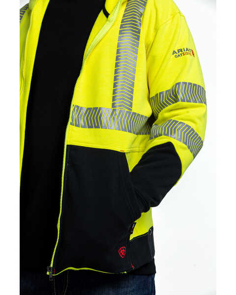 Image #4 - Ariat Men's FR Hi-Vis Full Zip Work Hooded Jacket , Bright Yellow, hi-res