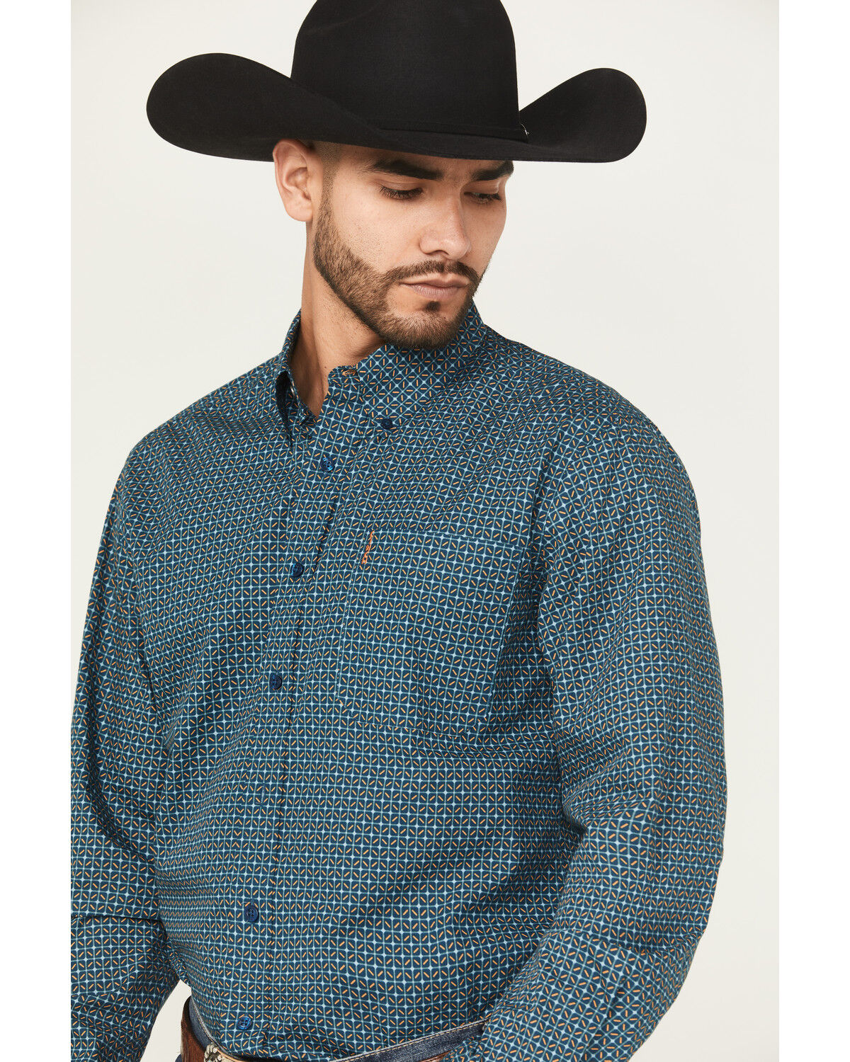 Image #2 - Cinch Men's Printed Long Sleeve Button-Down Western Shirt, Blue, hi-res