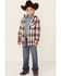 Shyanne Girls' Pink & Ivory Canvas Plaid Hooded Shirt Jacket, Ivory, hi-res