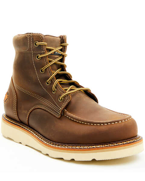Hawx Men's 6" Moc Work Boots - Steel Toe , Brown, hi-res