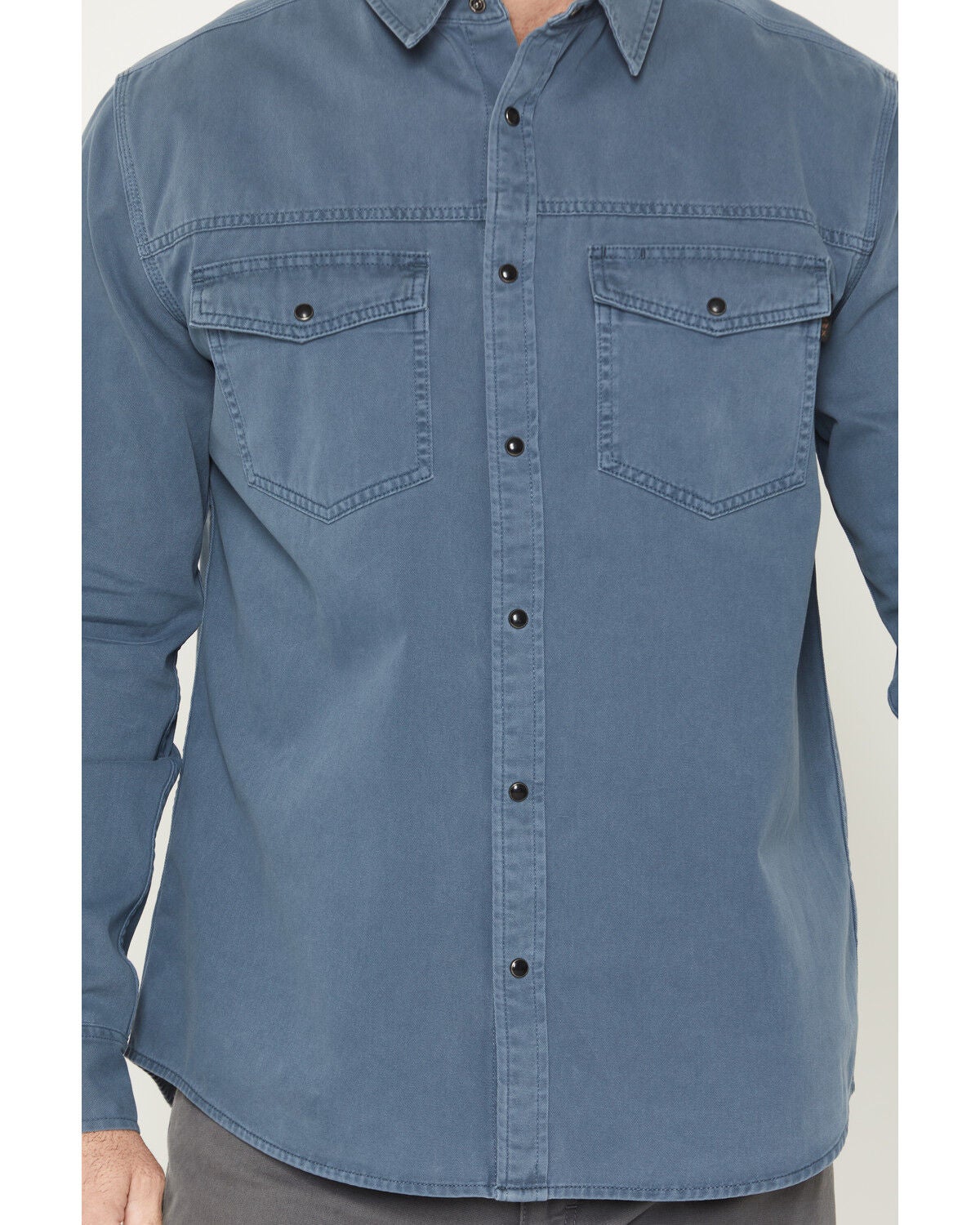 Image #3 - Hawx Men's Burr Solid Long Sleeve Snap Woven Work Shirt, Indigo, hi-res