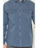 Image #3 - Hawx Men's Burr Solid Long Sleeve Snap Woven Work Shirt, Indigo, hi-res