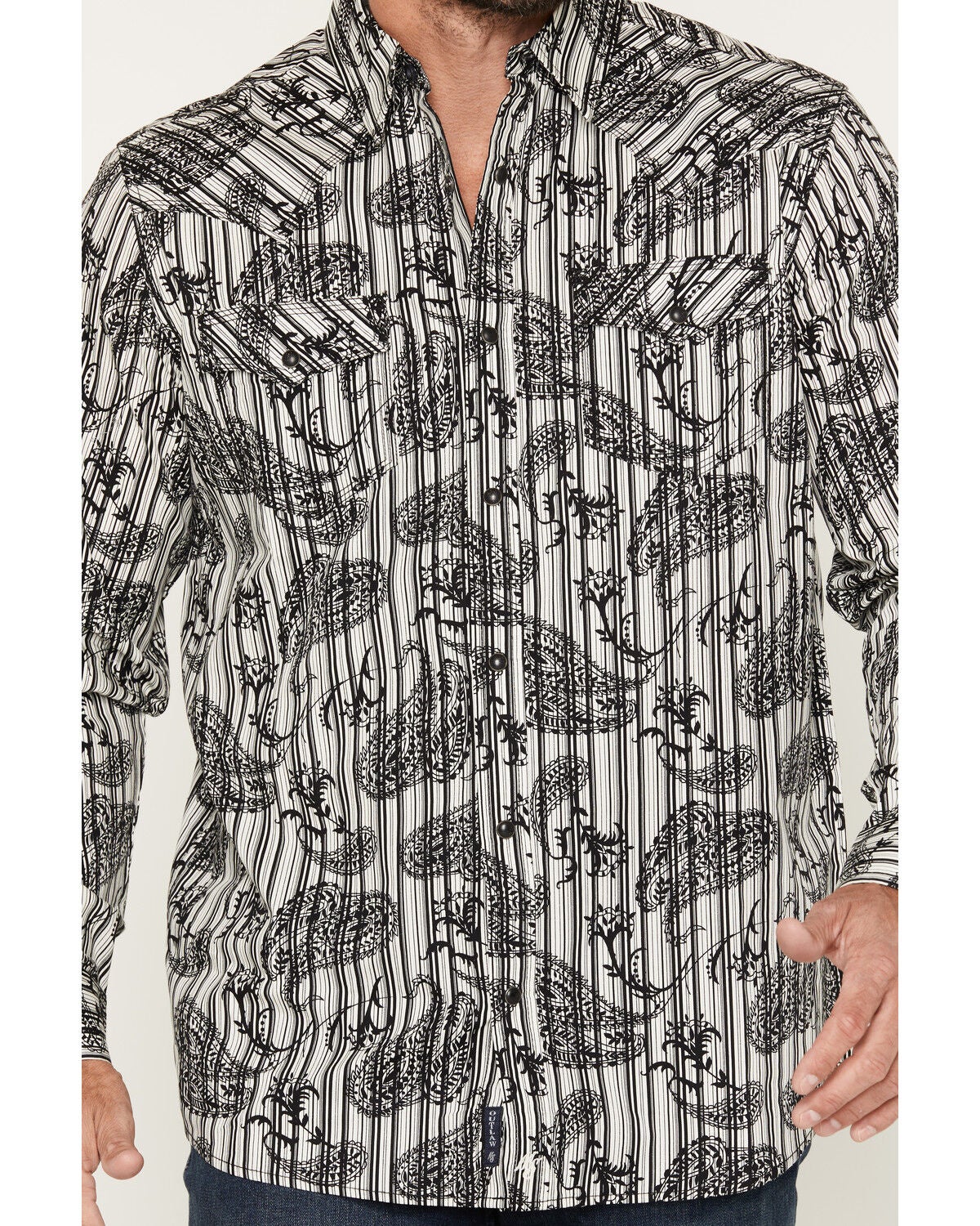 Image #3 - Moonshine Spirit Men's Tap Room Paisley Print Long Sleeve Snap Western Shirt, Cream, hi-res