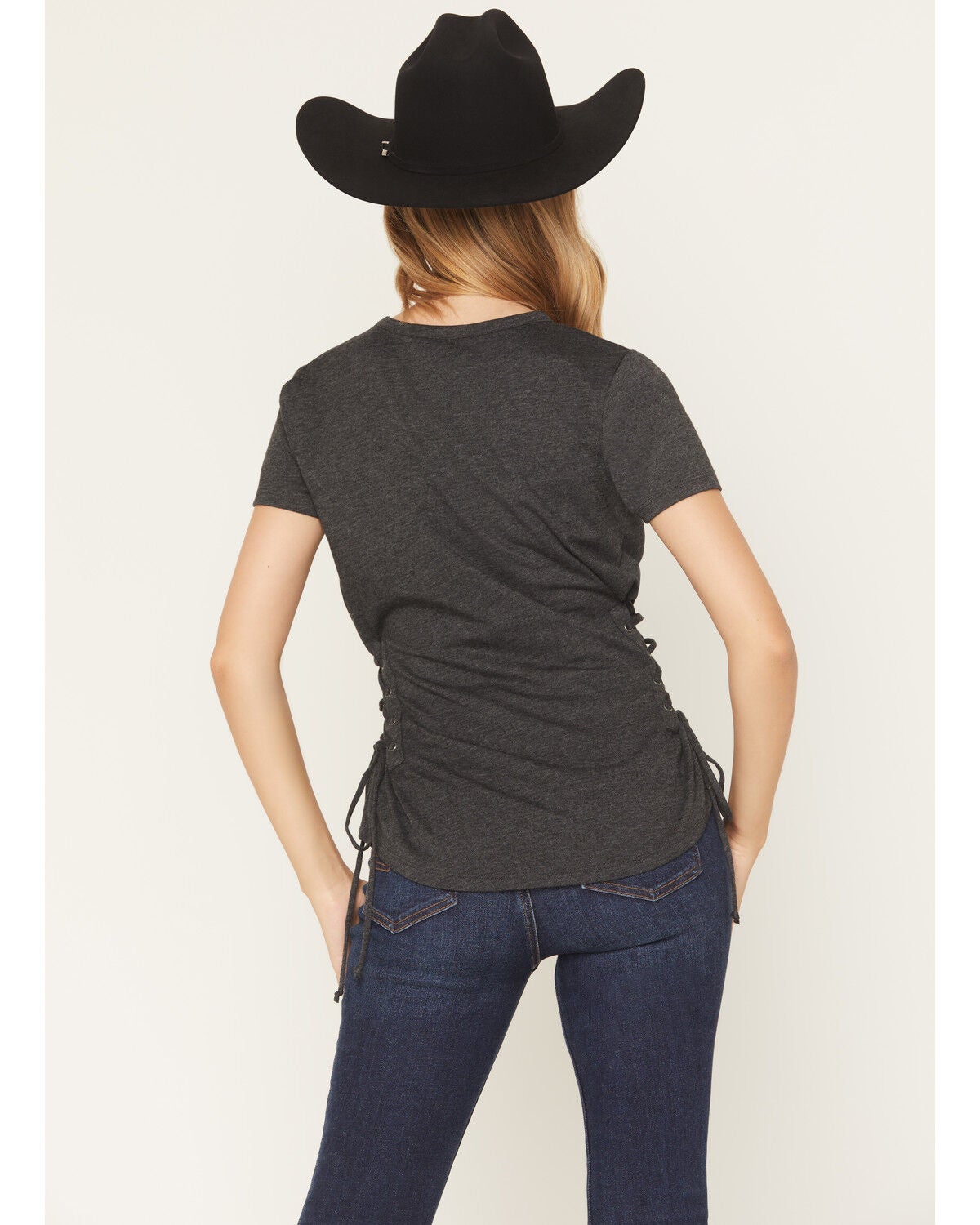 Image #4 - Blended Women's Bull Skull Short Sleeve Graphic Tee, Charcoal, hi-res