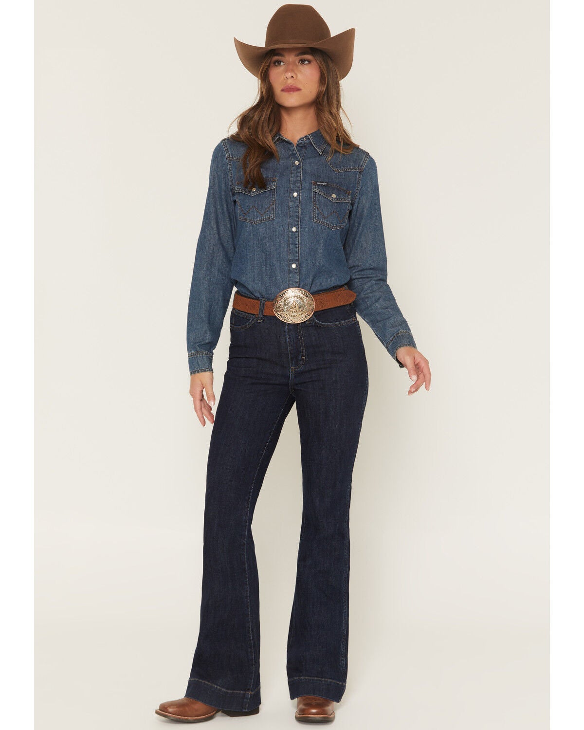 Image #1 - Wrangler Retro Women's Dark Wash Bailey Trouser Stretch Denim Jeans, Dark Wash, hi-res