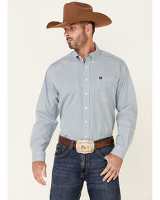 Cinch Men's Cream Geo Print Long Sleeve Button-Down Western Shirt , Cream, hi-res
