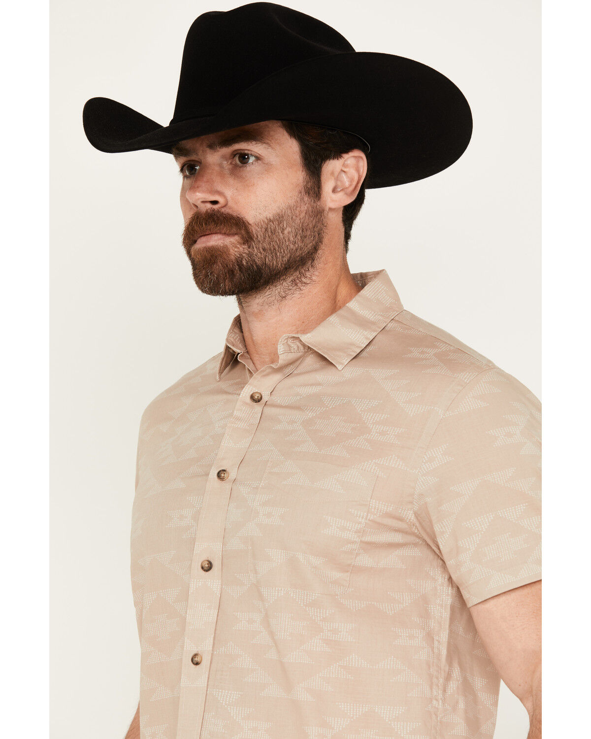 Image #2 - Pendleton Men's Shoreline Tonal Multicolor Print Short Sleeve Button-Down Shirt, Sand, hi-res