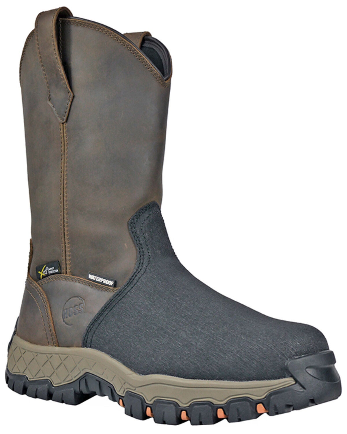 Hoss Men's 11" Recon Waterproof Metguard Wellington Work Boots - Composite Toe, Brown, hi-res
