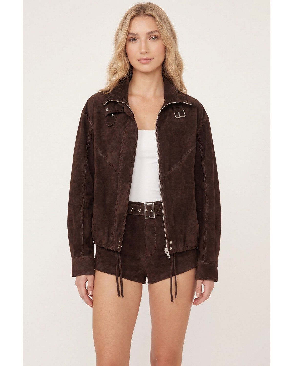 Image #1 - BLANKNYC Women's Iced Chocolate Suede Jacket, Brown, hi-res