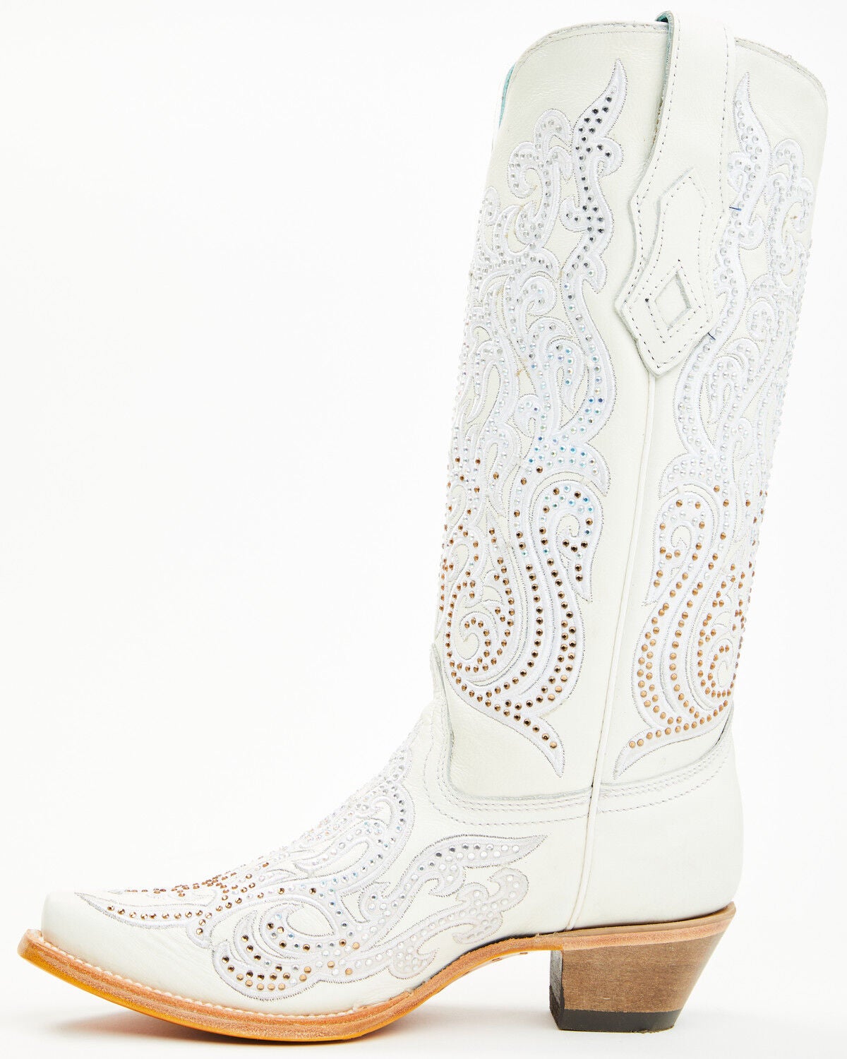 Image #3 - Corral Women's Crystal Embroidered Western Boots - Snip Toe, White, hi-res