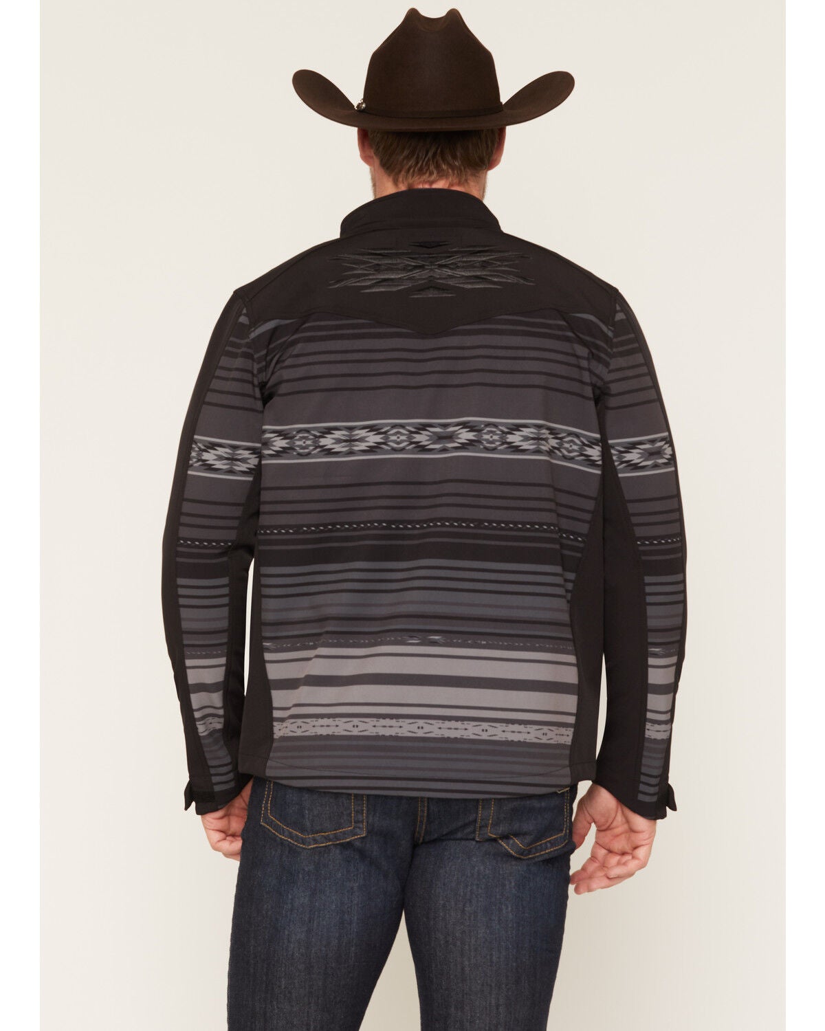 Image #4 - Cody James Men's Arena Serape Southwestern Striped Concealed Carry Softshell Jacket, Caviar, hi-res