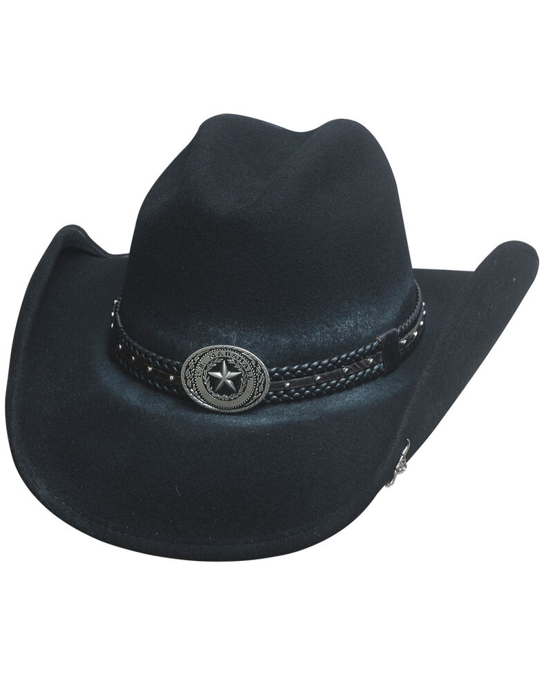 Bullhide Hats Men's Cowboy Collection Stray Bullet Wool Felt Western Hat, Black, hi-res