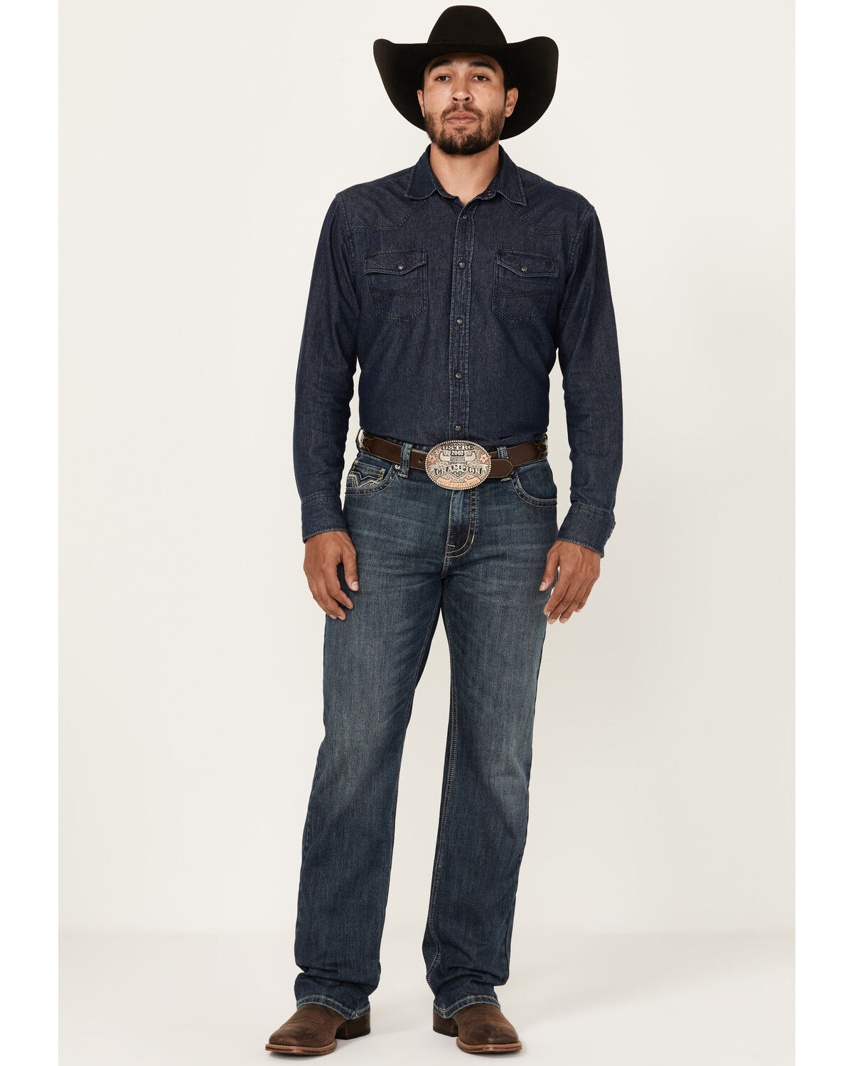 Image #1 - Rock & Roll Denim Men's Double Barrel Reflex Medium Wash Relaxed Straight Leg Stretch Denim Jeans, Medium Wash, hi-res