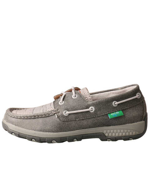 Twisted X Women's Silver CellStretch Boat Shoes - Moc Toe, Silver, hi-res