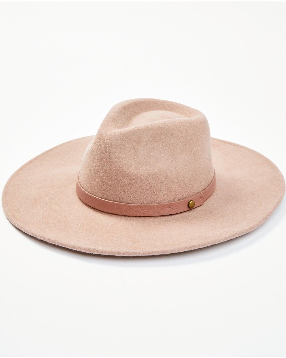 Blush Wide Brim Wool Felt Fedora Hat 