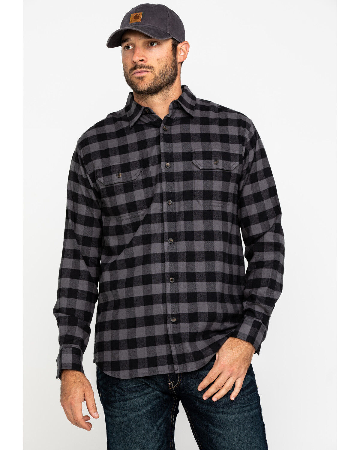 Image #1 - Dickies Men's Flex Stretch Flannel Long Sleeve Work Shirt, Slate, hi-res