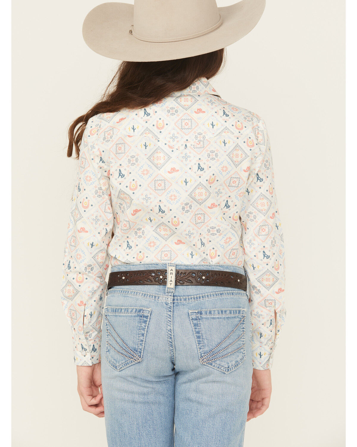 Image #4 - Panhandle Slim Girls' Conversation Print Long Sleeve Snap Western Shirt, Multi, hi-res