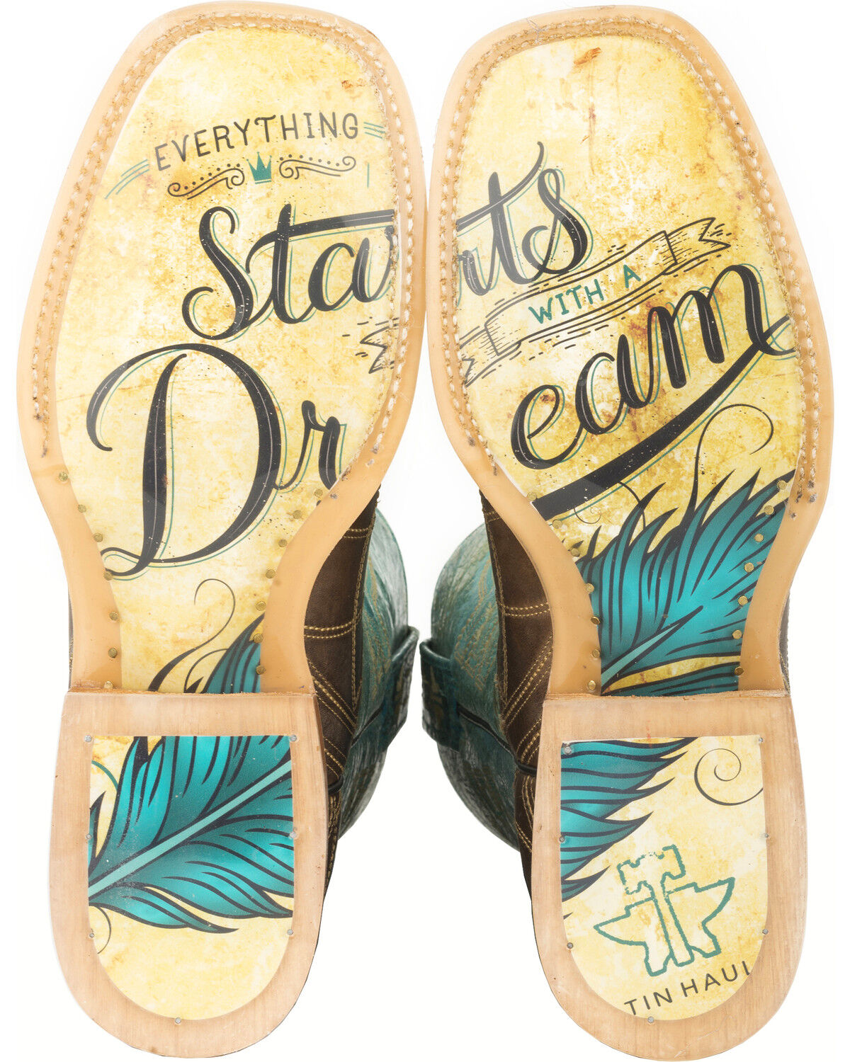 Image #3 - Tin Haul Dreamcatcher Cowgirl Boots - Square Toe, Brown, hi-res
