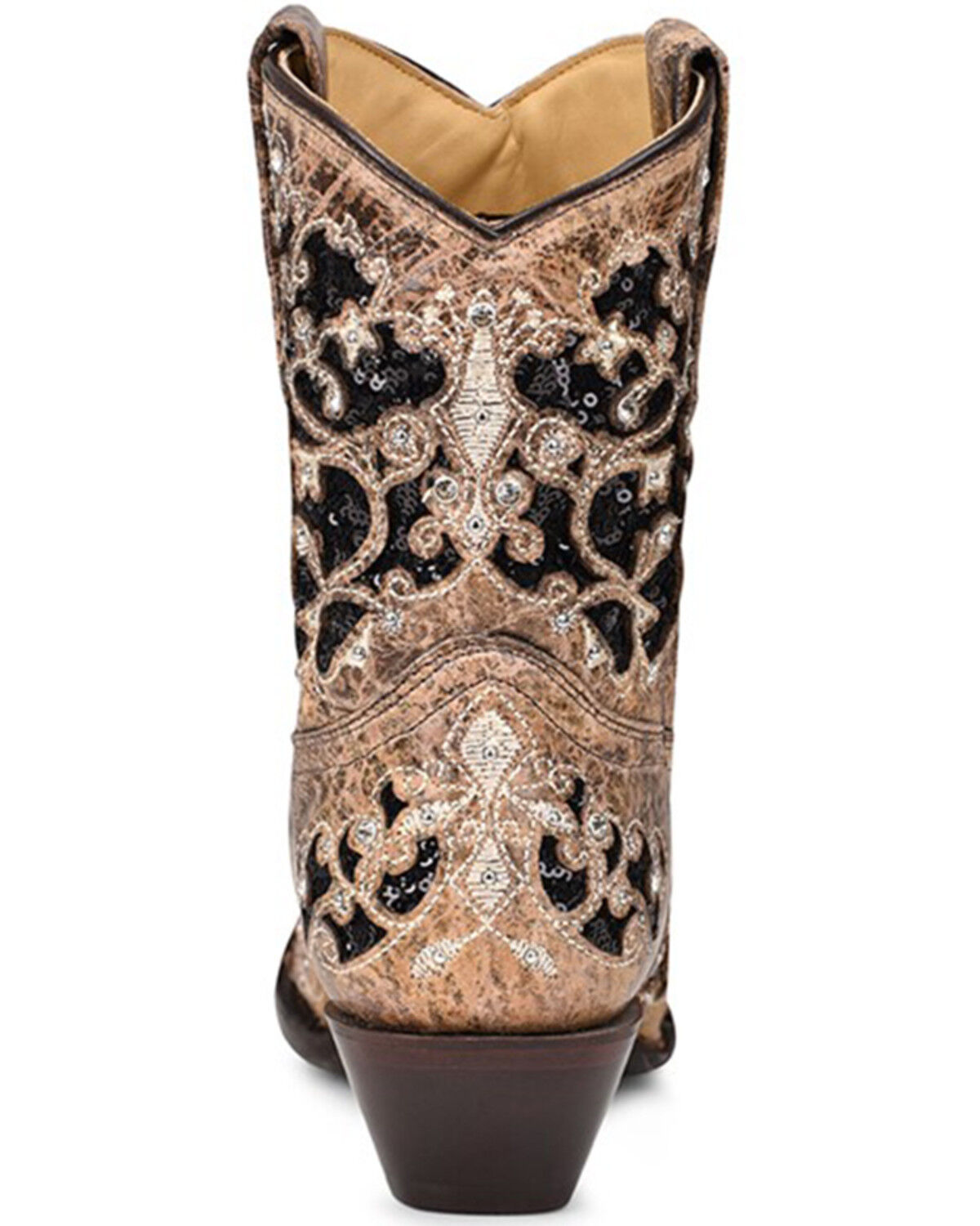Image #4 - Corral Women's Brown Inlay Western Booties - Snip Toe, Brown, hi-res