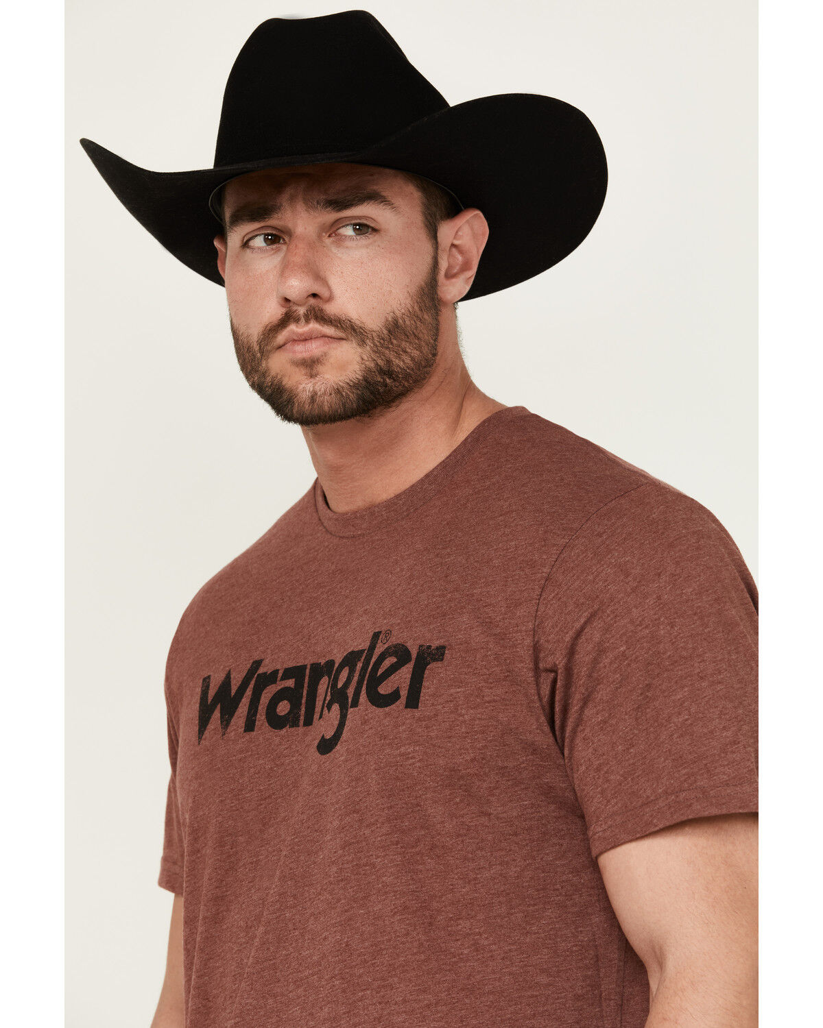 Image #2 - Wrangler Men's Basic Logo Short Sleeve Graphic Print T-Shirt, Burgundy, hi-res