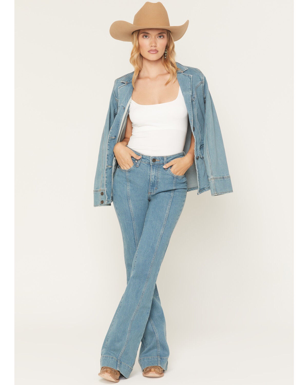 Image #1 - Wrangler Retro Women's Bailey Light Wash High Rise Stretch Trouser Jeans, Light Wash, hi-res