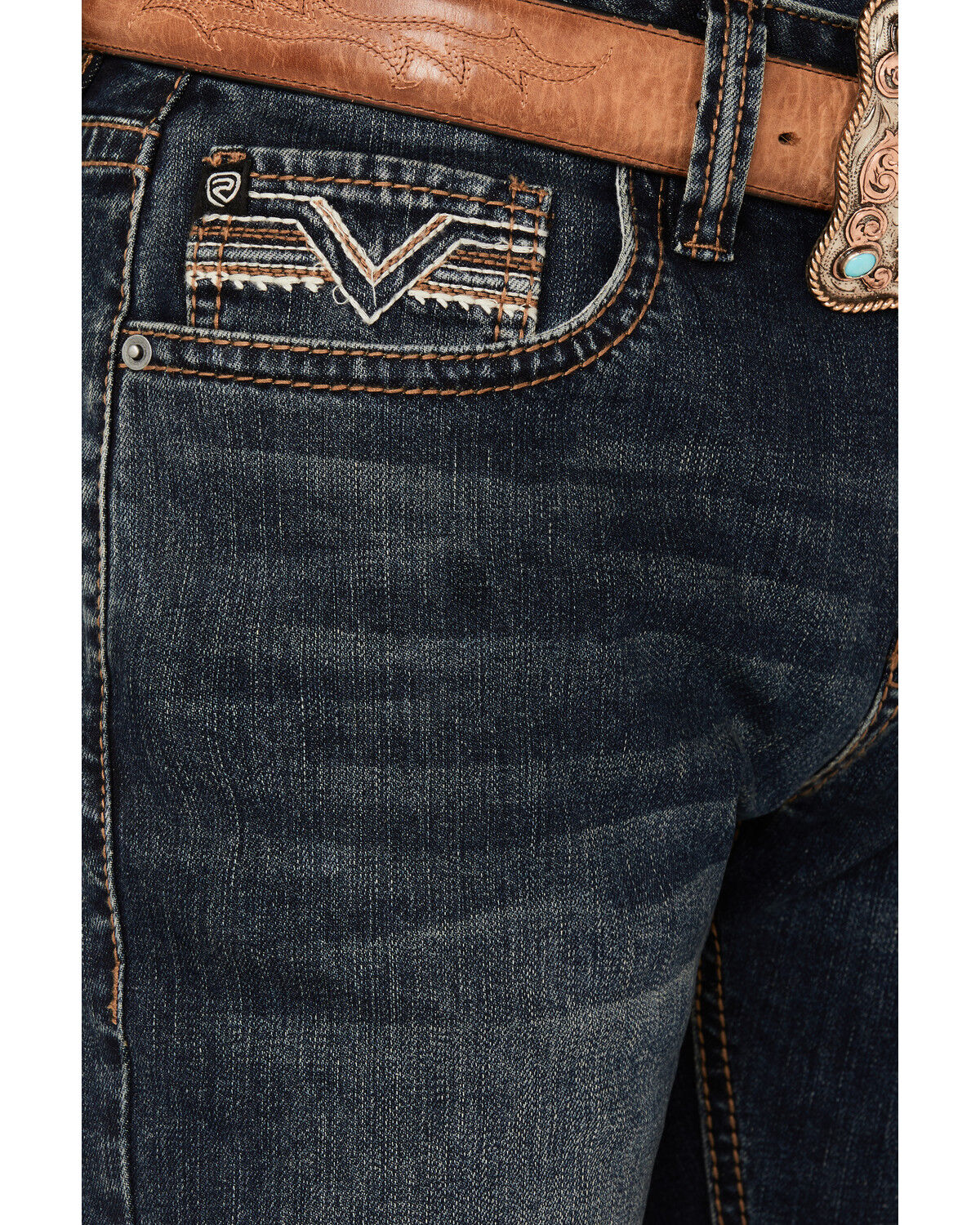 Image #2 - Rock & Roll Denim Men's Pistol Dark Wash Straight Reflex Stretch Denim Jeans, Dark Wash, hi-res