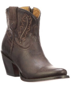 Lucchese Women's Wing Western Booties - Round Toe, Brown, hi-res