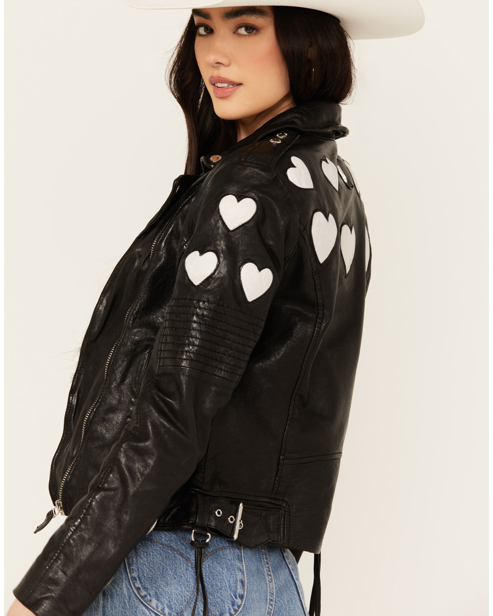 Mauritius Leather Women s Scattered Hearts Leather Jacket Country Outfitter