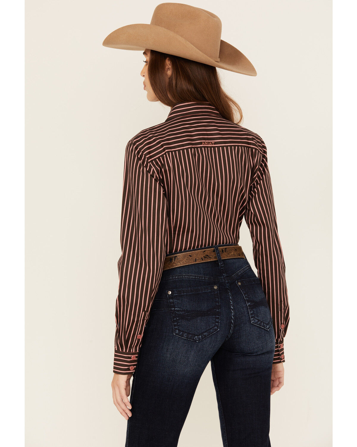 Image #4 - Ariat Women's Kirby Striped Long Sleeve Button-Down Stretch Western Shirt, Brown, hi-res