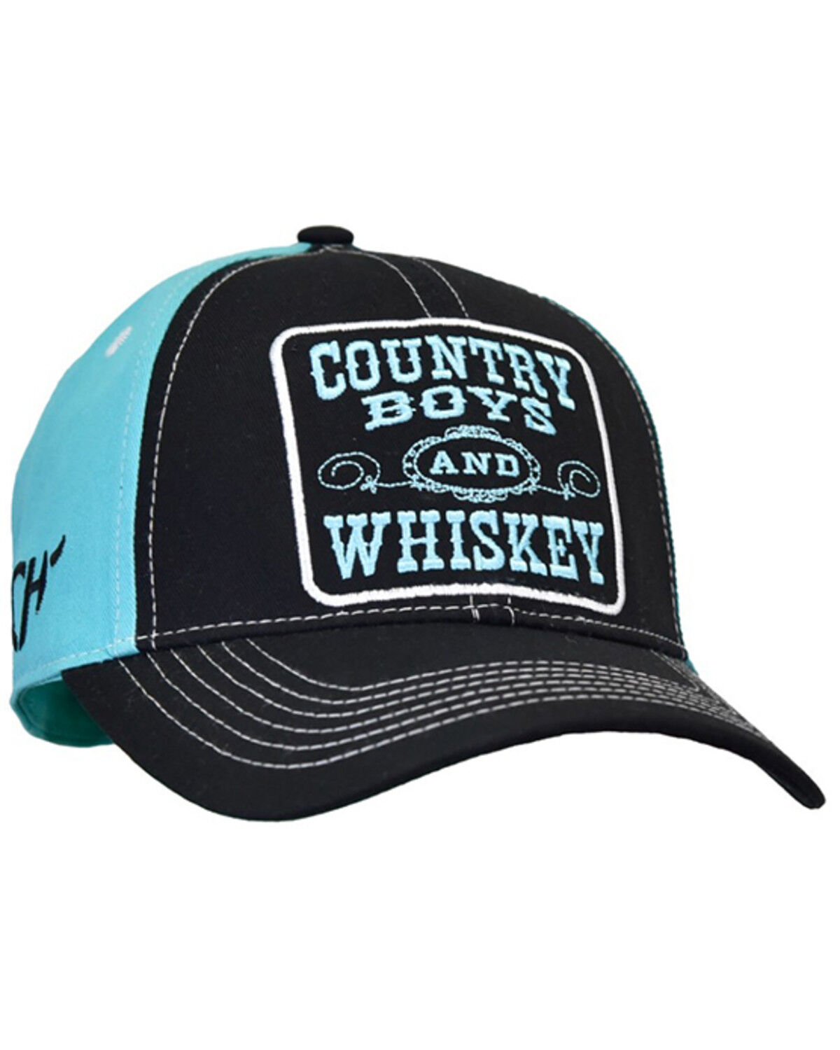Image #1 - Cowgirl Hardware Women's Country Boys and Whiskey Ball Cap, Turquoise, hi-res