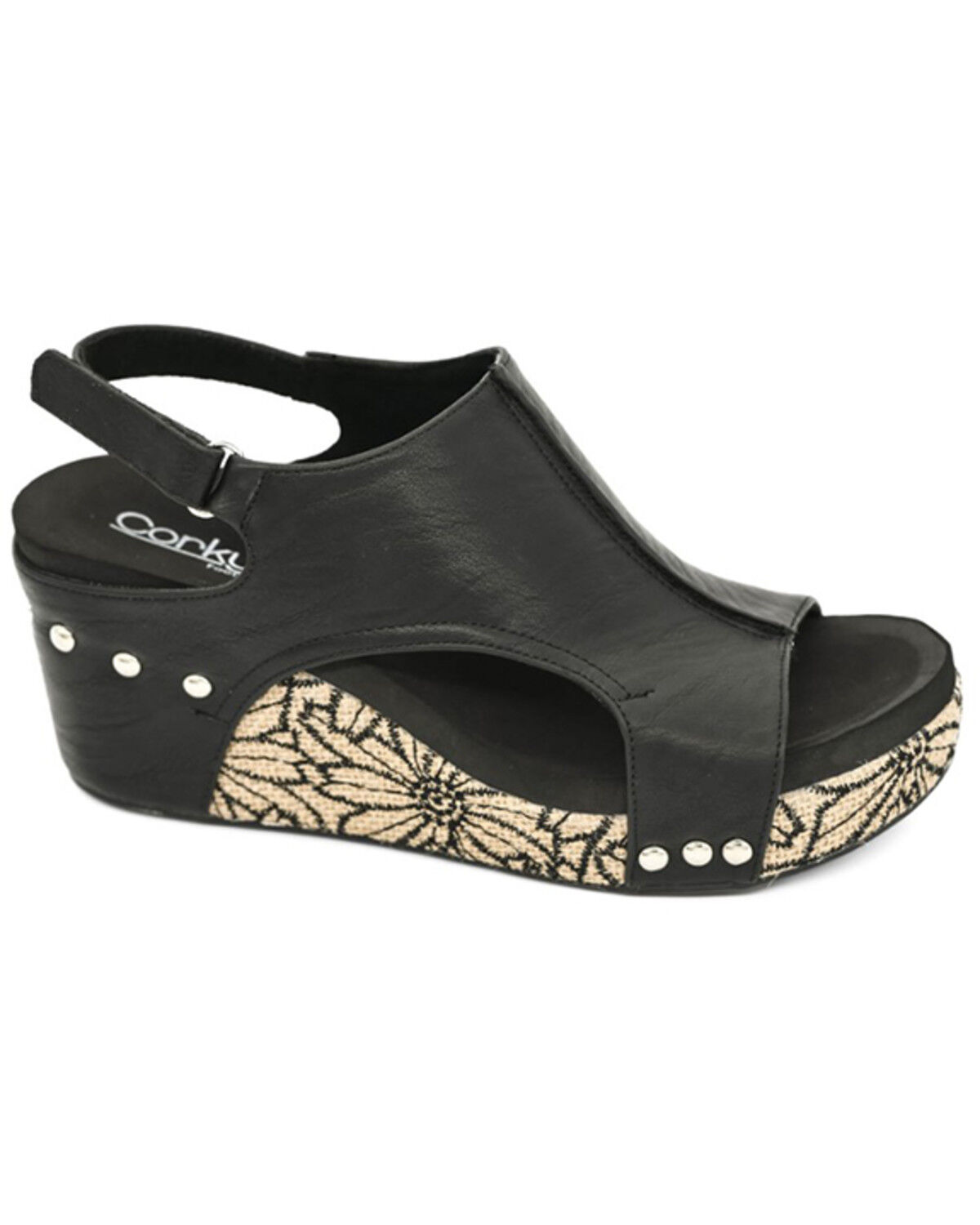Image #1 - Corkys Women's Carley Wedge Heels, Black, hi-res