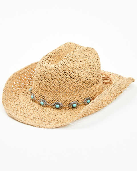 Shyanne Women's Dixie Straw Cowboy Hat , Tan, hi-res