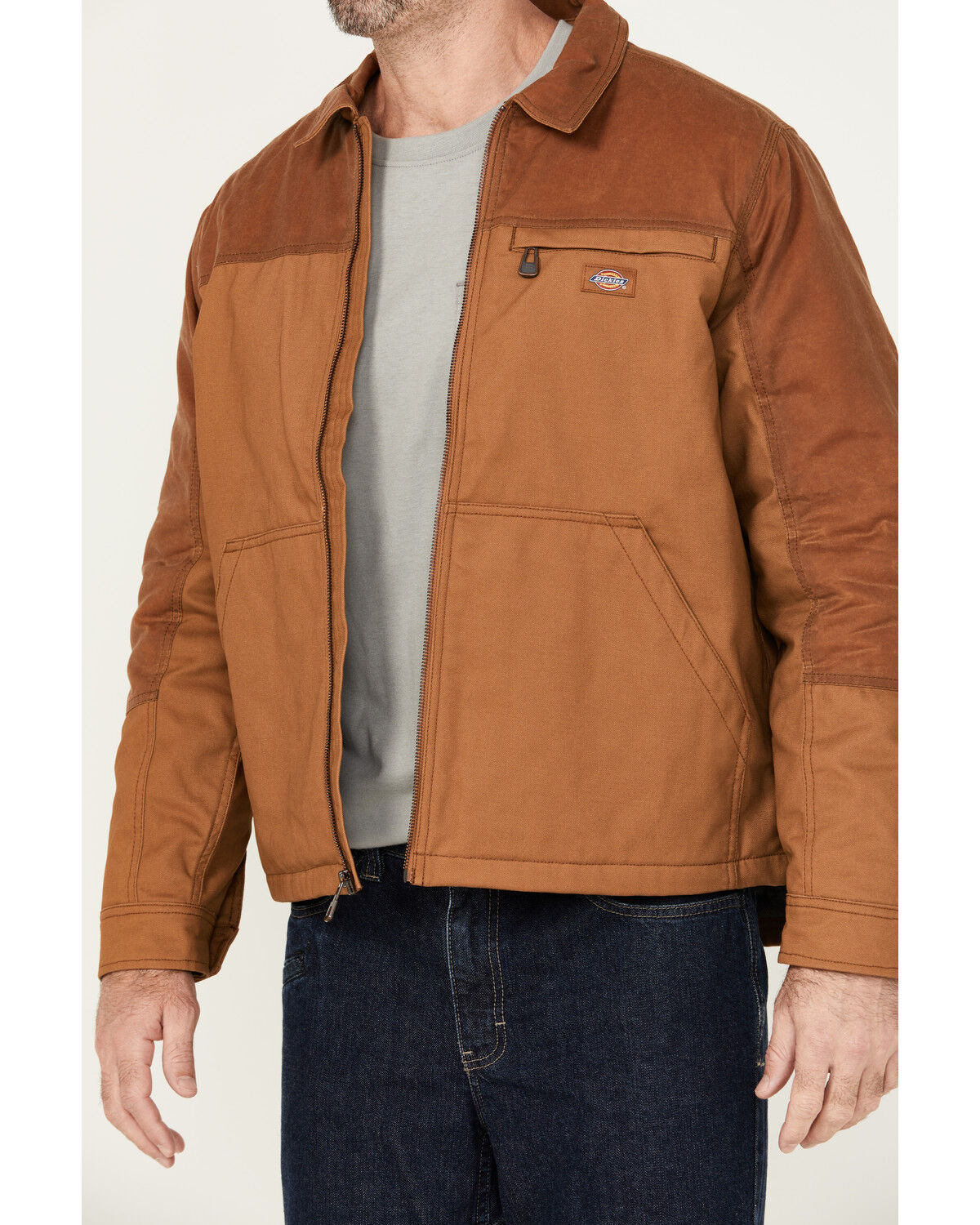Image #2 - Dickies Men's Eisenhower Wax Coated Canvas Work Jacket, Brown, hi-res