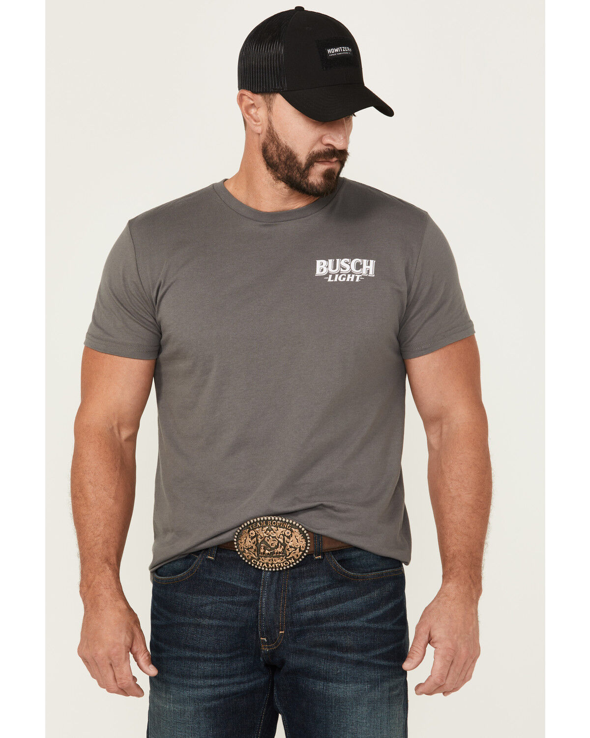 Image #3 - Buckwear Men's Busch No Bull Short Sleeve Graphic T-Shirt, Charcoal, hi-res