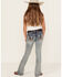 Image #1 - Grace in LA Girls' Light Wash Horseshoe Floral Bootcut Denim Jeans, Light Wash, hi-res