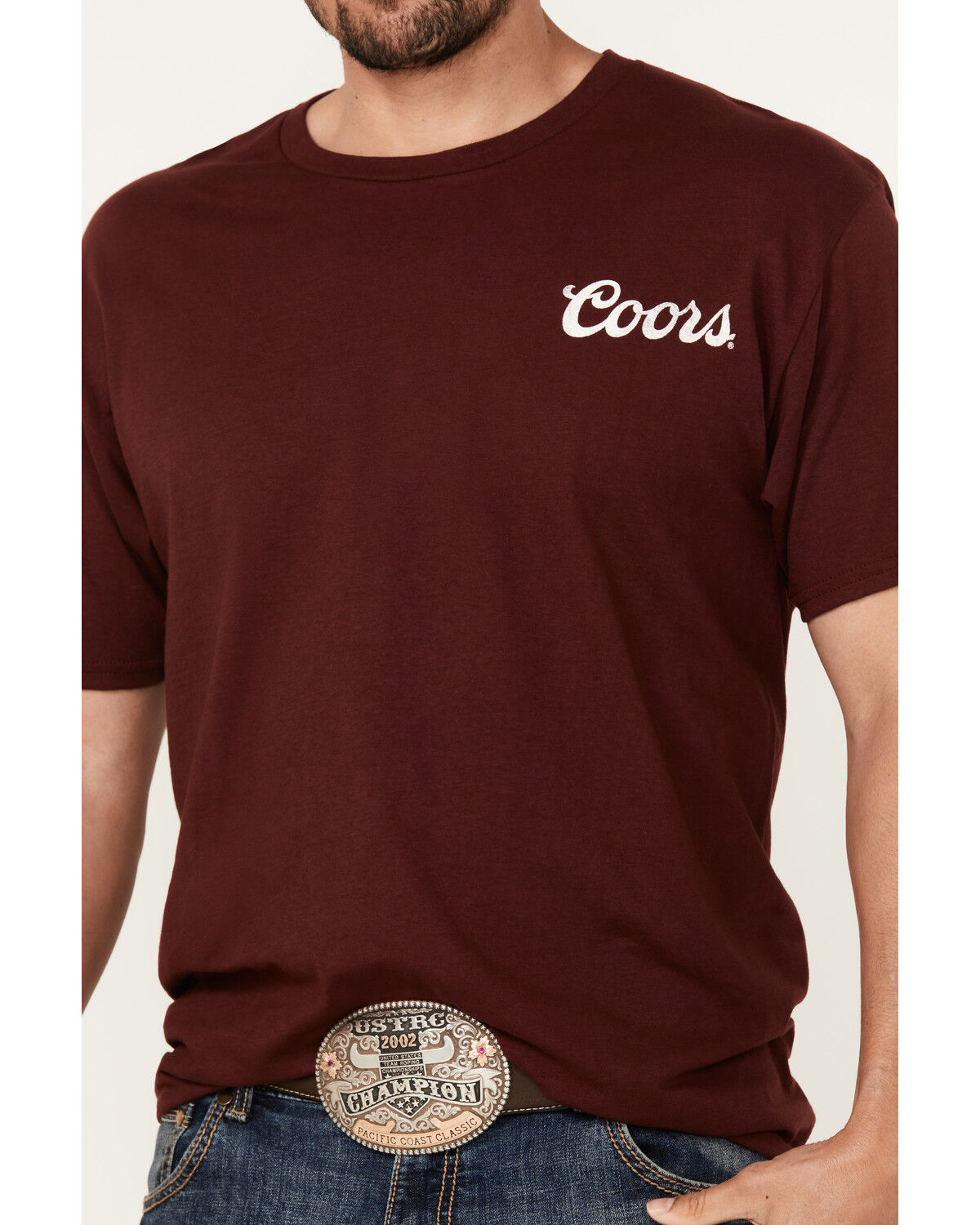 Image #4 - Coors Men's Boot Barn Exclusive Desert Riders Logo Short Sleeve Graphic T-Shirt, Maroon, hi-res