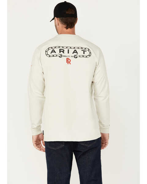Ariat Men's FR Chain Hook Long Sleeve Graphic Work T-Shirt, Grey, hi-res