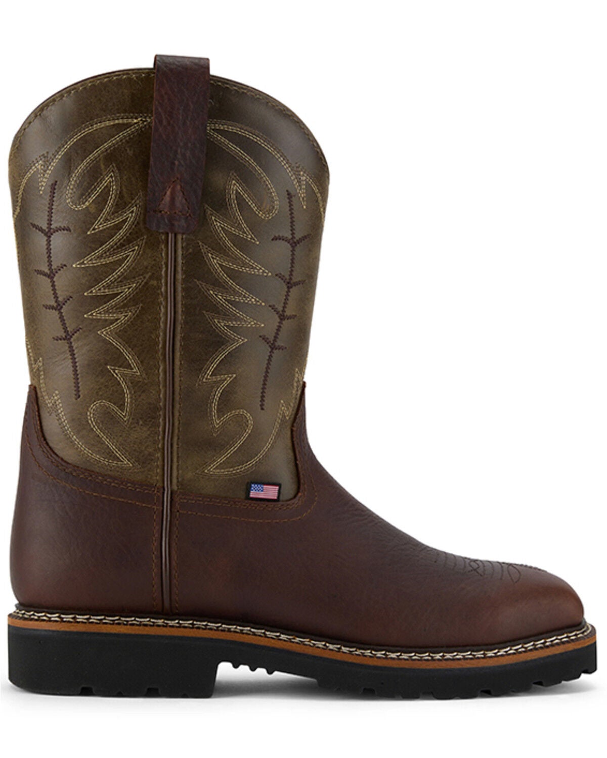 Image #2 - US Boot Men's Waterproof Pull-On Work Boots - Steel Toe, Brown, hi-res
