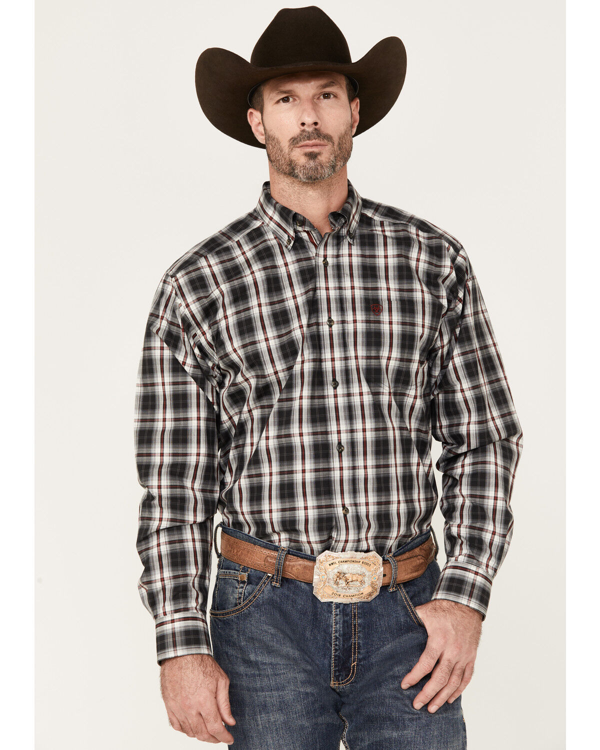 Image #1 - Ariat Men's Pro Series Wilton Classic Fit Long Sleeve Button-Down Shirt, Black, hi-res