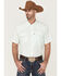 Image #1 - RANK 45® Men's 8 Seconds Short Sleeve Pearl Snap Western Tech Shirt , Aqua, hi-res