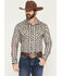 Image #1 - Rock & Roll Denim Men's Dale Brisby Southwestern Stripe Print Long Sleeve Snap Stretch Western Shirt, Dark Brown, hi-res