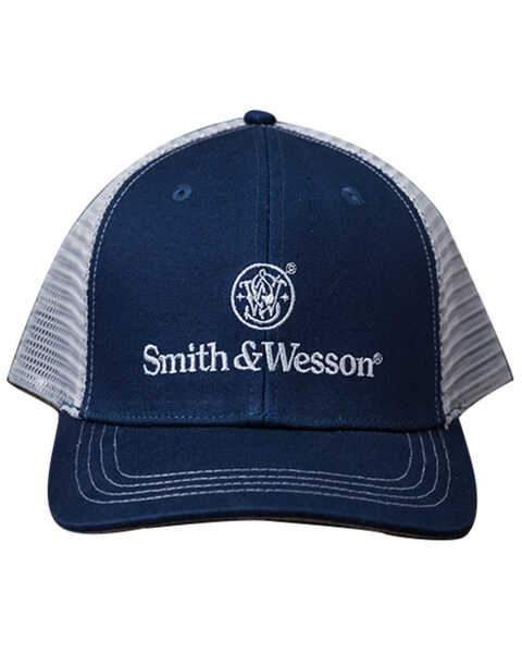 Image #3 - Smith & Wesson Classic Logo Trucker Hat, Navy, hi-res