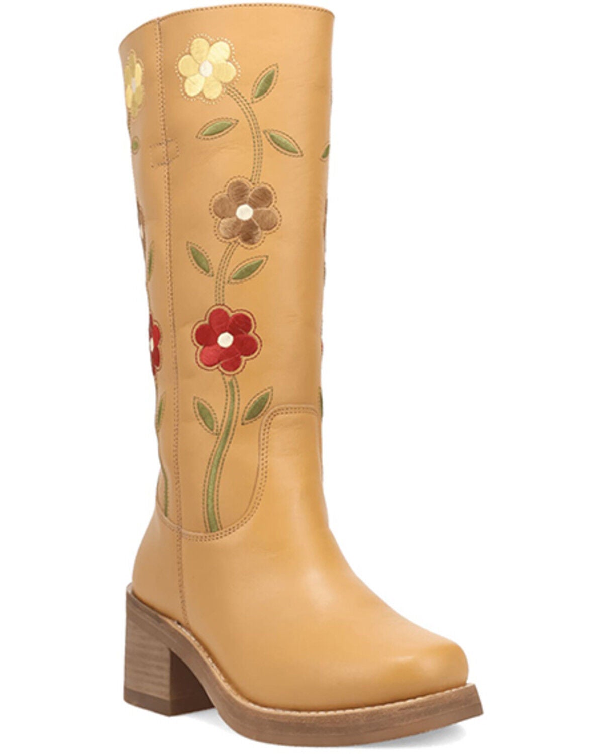 Dingo Women's Floral Bloom Fashion Boots - Round Toe, Tan, hi-res