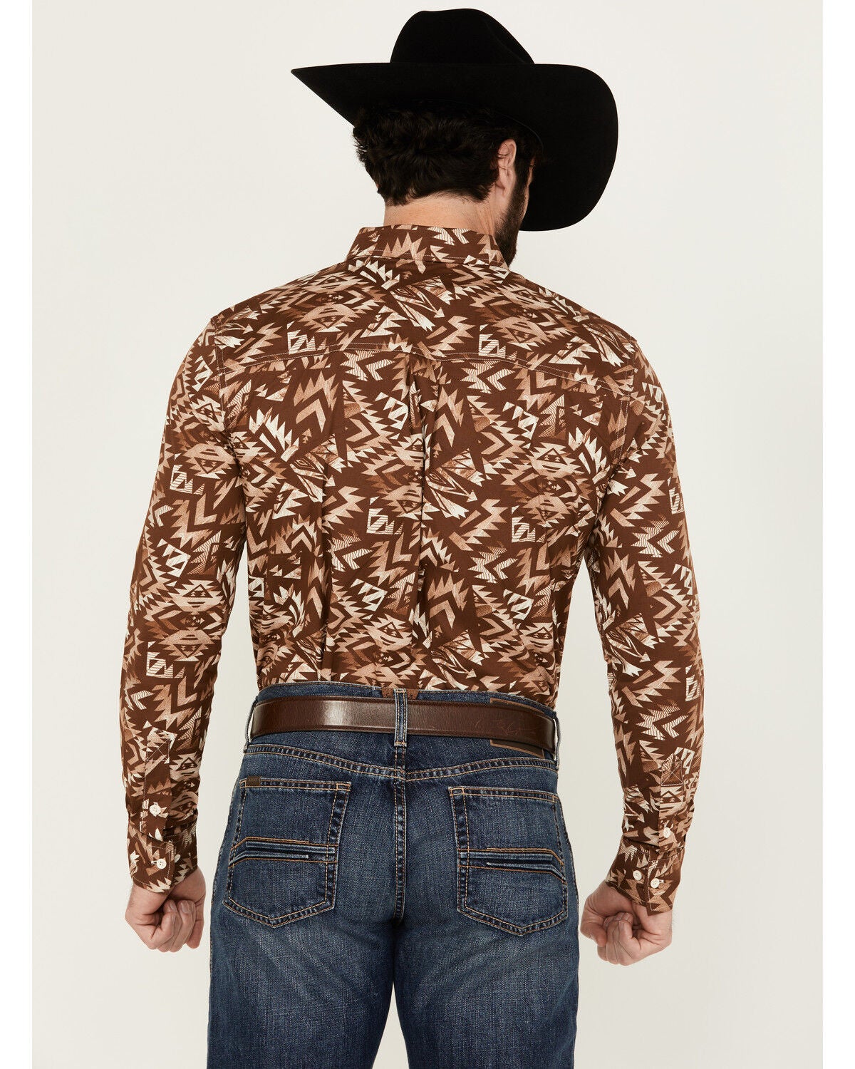 Image #4 - RANK 45&reg; Men's Hopewood Abstract Southwestern Print Long Sleeve Button-Down Stretch Western Shirt, Rust Copper, hi-res