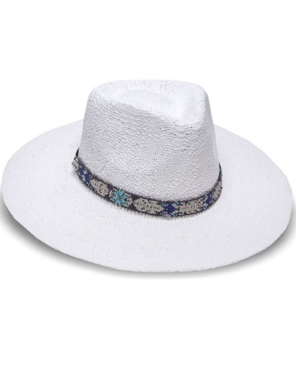 Nikki Beach Women's Aspen Straw Rancher Hat, White, hi-res